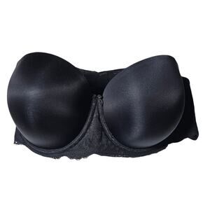 Torrid Curve Bombshell Everyday Strapless Push Up Bra Black Lace w/ Extender 48B